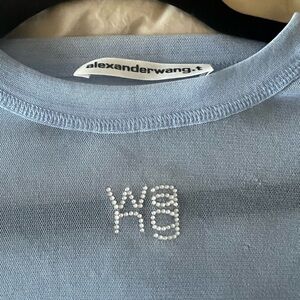 Alexander Wang Hotfix short-sleeve mesh T-shirt Baby Blue